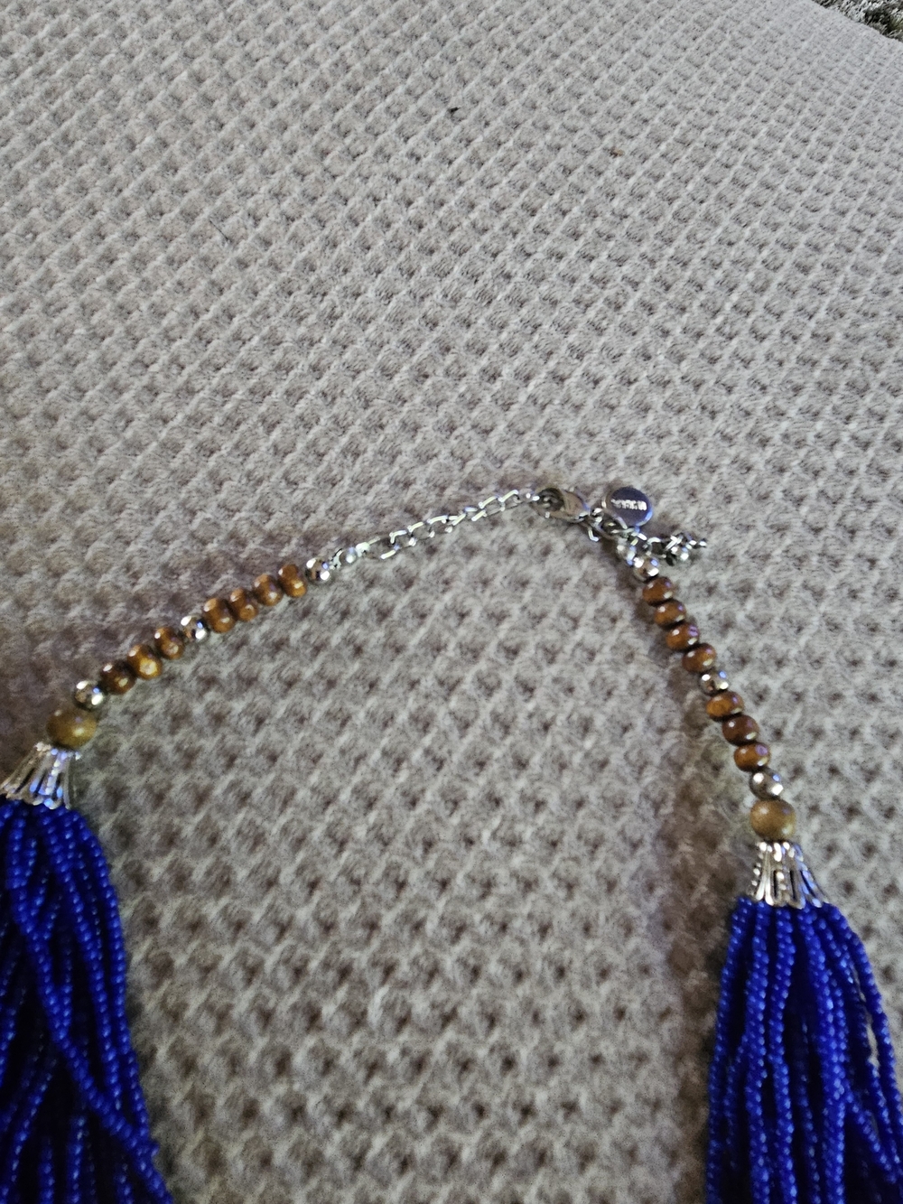 India Rose Multi-Strand Royal Blue Seed Bead Statement Necklace - Picture 2 of 2